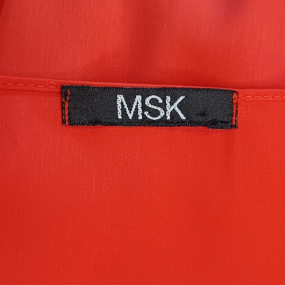 MSK Silky Batwing Colorblock Twofer Belted Dress Women's Sz Med Red Purple - Picture 9 of 11